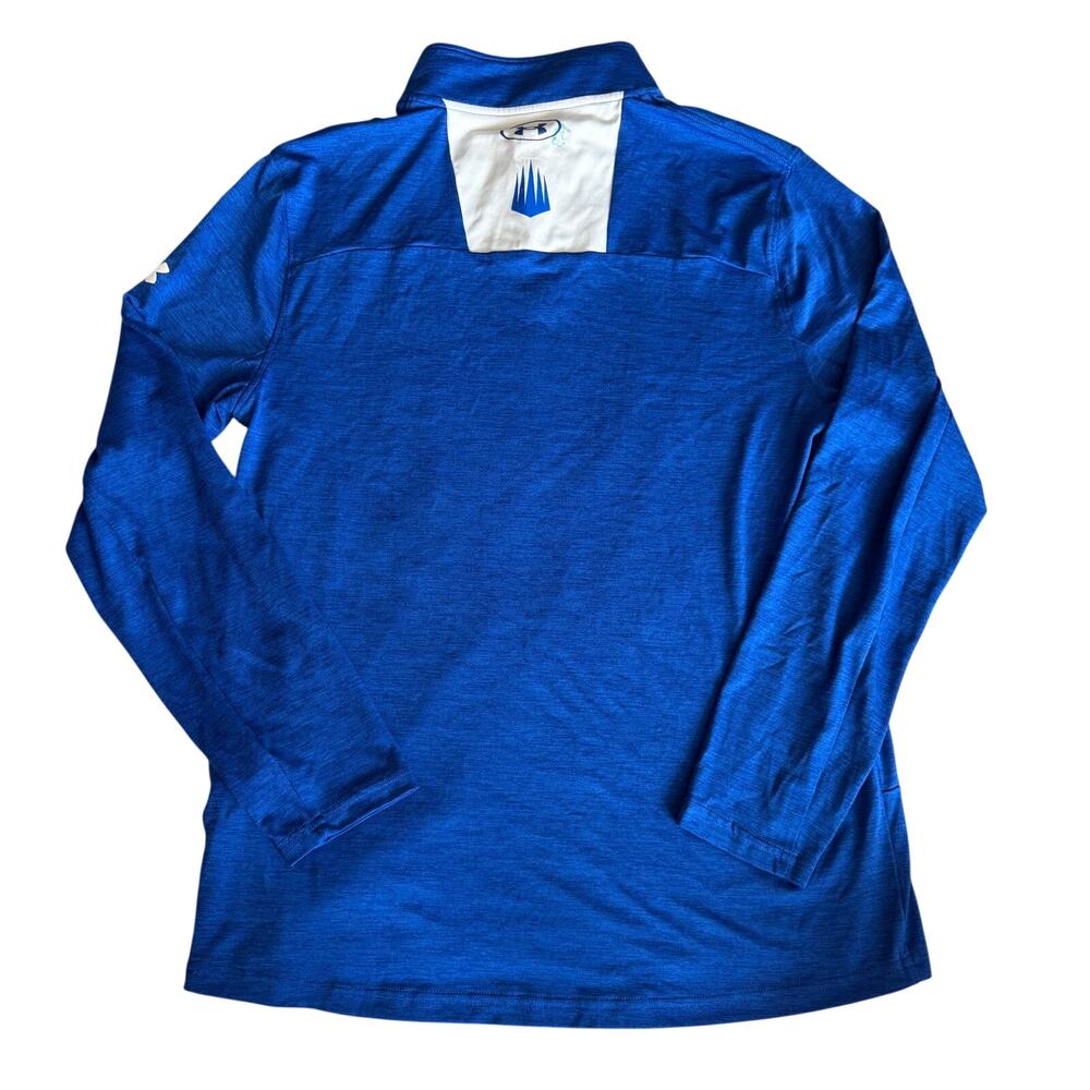 Under Armour Img Academy 1/4 Zip Pullover Women's Med Royal Blue Performance Top View 3